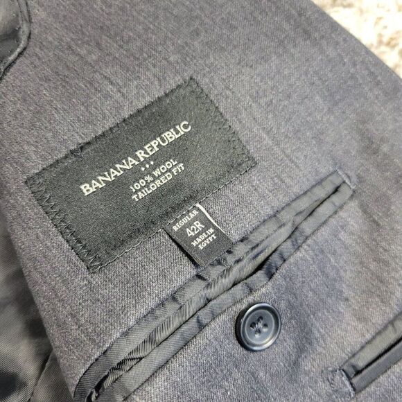 Banana Republic Blazer Mens 42R Gray Wool Tailored Fit Sport Coat - Picture 3 of 8